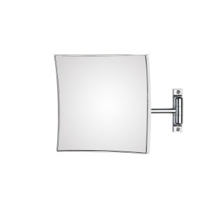 Quadrolo 63/1 Square Wall Mounted One-Arm Magnifying Makeup Mirror in Polished Chrome, 3x Magnification