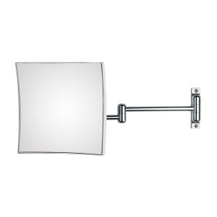 Quadrolo 63/2 Square Wall Mounted Two-Arm Magnifying Makeup Mirror in Polished Chrome, 3x Magnification