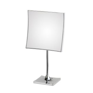 Quadrolo 64/1 Square Freestanding Magnifying Makeup Mirror in Polished Chrome, 3x Magnification