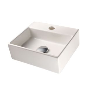 Quarelo 53706 Small Rectangular Ceramic Vessel or Wall Mounted Bathroom Sink in Glossy White, 13.0"