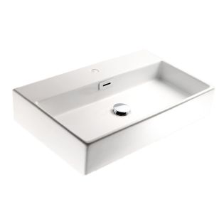 Quarelo 53709 Rectangular Ceramic Vessel or Wall Mounted Bathroom Sink, 19.7"