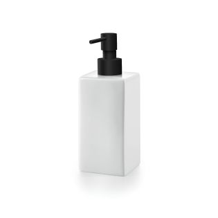 Saon 4033 Freestanding White Ceramic Soap Dispenser, Matte Black Pump