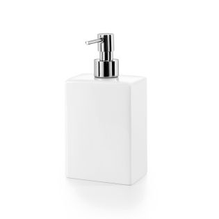 Saon 4034 Freestanding Ceramic White Soap Dispenser, Polished Chrome Pump