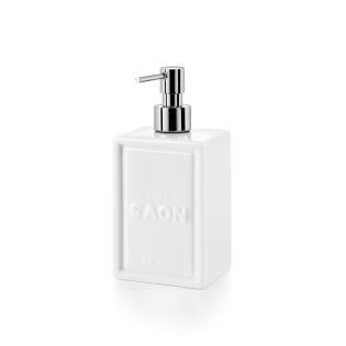 Saon 4041 Freestanding Ceramic White Soap Dispenser, Polished Chrome Pump