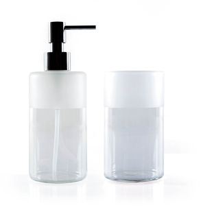 Saon 4072 Soap Dispenser and Toothbrush Holder Set in Borosilicated Glass