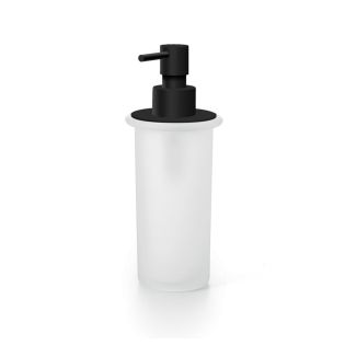 Saon 55006 Freestanding Frosted Glass Soap Dispenser, Matte Black Pump