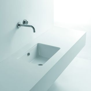 Sink 50 Rectangular Ceramic Undermount Bathroom Sink in Glossy White, 19.7"