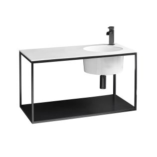 Skyland 32137.01+CP488009 Wall Mounted Console Bathroom Vanity in Matte Black, Includes Integrated Ceramic Sink, 31.7"
