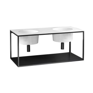 Skyland 32138.00+CP484809 Wall Mounted Console Bathroom Vanity in Matte Black, Includes Integrated Ceramic Sink, 47.4"