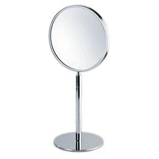 Smile 312 Round Freestanding Double Sided Magnifying Makeup Mirror in Polished Chrome, 4x/1x Magnification
