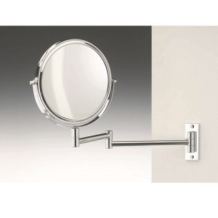 Smile 320 Round Wall Mounted Two-Arm Double Sided Magnifying Makeup Mirror in Polished Chrome, 5x/1x Magnification