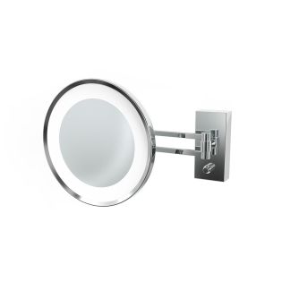 Smile 360 Round Wall Mounted LED Lighted Magnifying Makeup Mirror, 5x Magnification