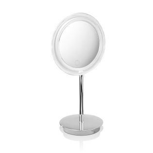 Smile 302T Round Freestanding LED Lighted Magnifying Mirror in Polished Chrome, Adjustable Light Color Changing Touch Sensor, 5x Magnification