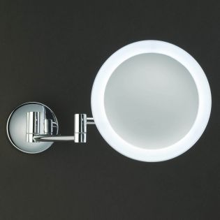 Smile 304 Round Wall Mounted Two-Arm LED Lighted Magnifying Makeup Mirror in Polished Chrome