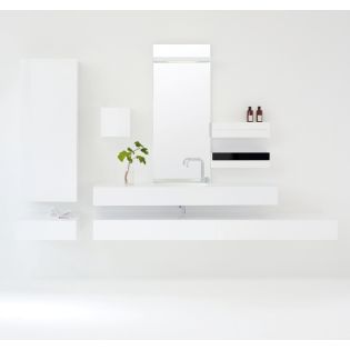Waterstone 64.55.04.321 Rectangular Solid Surface Wall Mounted Bathroom Sink in Velvet White, 39.4"