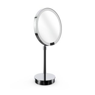 Smile 90 Round Freestanding Height Adjustable LED Lighted Magnifying Mirror, Face Sensor, Rechargeable Battery, 5x Magnification