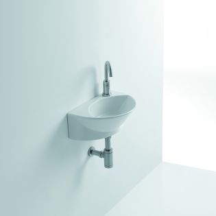 Zepto Small Ceramic Wall Mounted Bathroom Sink in Glossy White, 16.1"