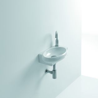 Zetta Small Ceramic Wall Mounted Bathroom Sink in Glossy White, 16.5"