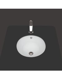 Under MA 037 Round Ceramic Undermount Bathroom Sink in Glossy White, 17.3"