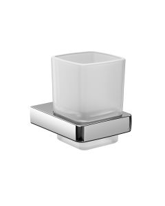 Trend 0220.001.00 Wall Mounted Satin Crystal Glass Toothbrush Holder with Polished Chrome Holder