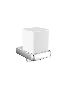 Trend 0221.001.01 Wall Mounted Satin Crystal Glass Soap Dispenser with Polished Chrome Holder and Pump