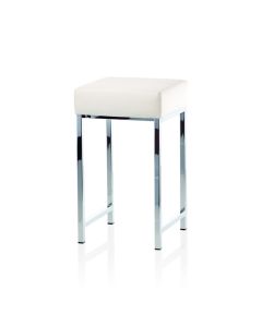 DW 64 Leather Vanity Stool with Polished Chrome Legs