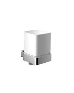 Loft 0521.001.03 Wall Mounted Satin Crystal Glass Soap Dispenser, Polished Chrome Pump