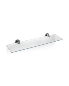 DW BA GLA60 Wall Mounted Clear Glass Bathroom Shelf, Polished Chrome, 23.6"