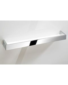 DW BK GLA60 Wall Mounted White Glass Bathroom Shelf, Polished Chrome, 23.6"