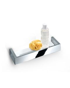 DW BK DA Wall Mounted White Acrylic Shower Shelf, Polished Chrome