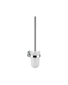 Polo 0715.001.00 Wall Mounted Toilet Brush Holder in Polished Chrome, Satin Crystal Glass Holder
