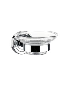 Polo 0730.001.00 Wall Mounted Clear Crystal Glass Soap Dish with Polished Chrome Holder