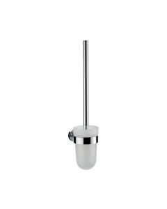 Eposa 0815.001.01 Wall Mounted Toilet Brush Holder in Polished Chrome, Satin Crystal Glass Holder