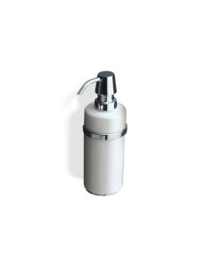 DW 4803 Wall Mounted Ceramic Soap Dispenser with Polished Chrome Holder and Pump