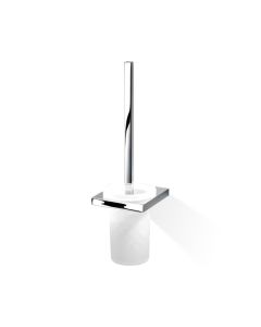 DW 94 Wall Mounted Toilet Brush Holder in Polished Chrome, Frosted Glass Holder