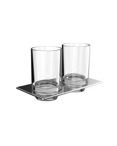 Art 1625.001.00 Wall Mounted Clear Crystal Glass Double Toothbrush Holder with Polished Chrome Holder