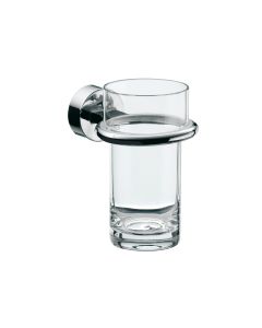 Rondo2 4520.001.00 Wall Mounted Clear Crystal Glass Toothbrush Holder with Polished Chrome Holder