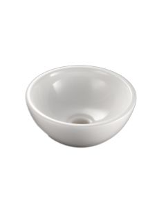 Acquaio 53698 Small Round Ceramic Vessel Bathroom Sink in Glossy White, 10.6"