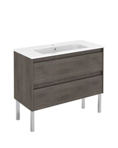 Ambra 100F Freestanding Bathroom Vanity, with Chrome Legs, Includes Integrated Ceramic Sink, 39.4"