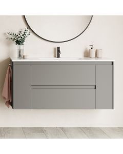 Ambra 120 Wall Mounted / Floating Bathroom Vanity, Includes Integrated Ceramic Sink, 47.4"