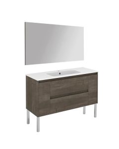 Ambra 120F Pack 1 Freestanding Bathroom Vanity, with Chrome Legs, Includes Integrated Ceramic Sink and Wall Mirror, 47.4"