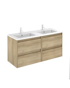 Ambra 120N Wall Mounted / Floating Double Bathroom Vanity, Includes Integrated Ceramic Sink, 47.4"