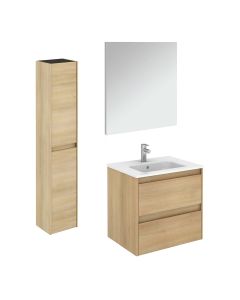 Ambra 60 Pack 2 Wall Mounted / Floating Bathroom Vanity Set, Includes Integrated Ceramic Sink, Wall Mirror, and Bathroom Cabinet, 23.8"