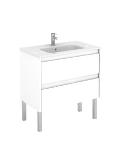 Ambra 80F Freestanding Bathroom Vanity, with Chrome Legs, Includes Integrated Ceramic Sink, 31.5"