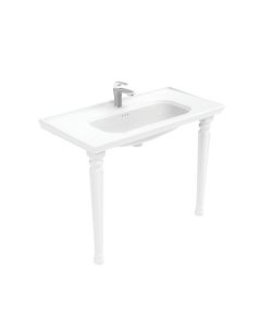 Antique AN 101+270 Classical Ceramic Console Bathroom Sink in Glossy White, 39.4"