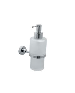 Baketo 52011+55005 Wall Mounted Frosted Glass Soap Dispenser, Polished Chrome Pump
