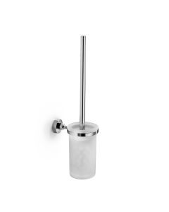 Baketo 52061+55062 Wall Mounted Toilet Brush Holder in Polished Chrome, Frosted Glass Holder