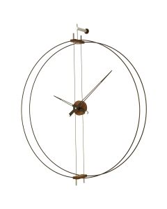 Barce Wall Clock, Walnut, Chromed Steel and Fiberglass