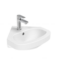 Basic 4145.01 WG Modern Oval Vessel or Wall Mounted Corner Bathroom Sink, 17.9"