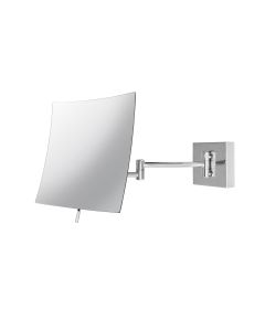 Beauty 910 Square Wall Mounted Two-Arm Magnifying Makeup Mirror in Polished Chrome, 5x Magnification
